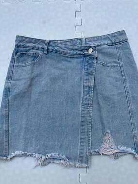 MOD ON TREND Women's Asymmetrical Denim Skort Mini Skirt